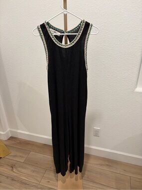 Natural Life Gray Sleeveless wide leg jumpsuit with embroidery size medium